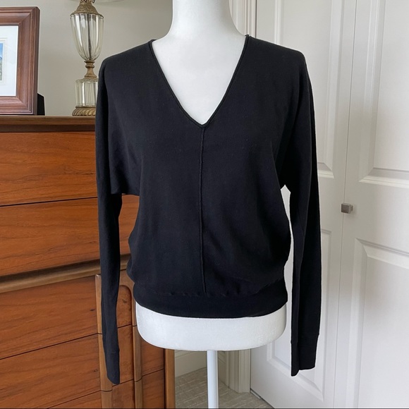 Gap Black Vneck Sweater Dolman Sleeve 